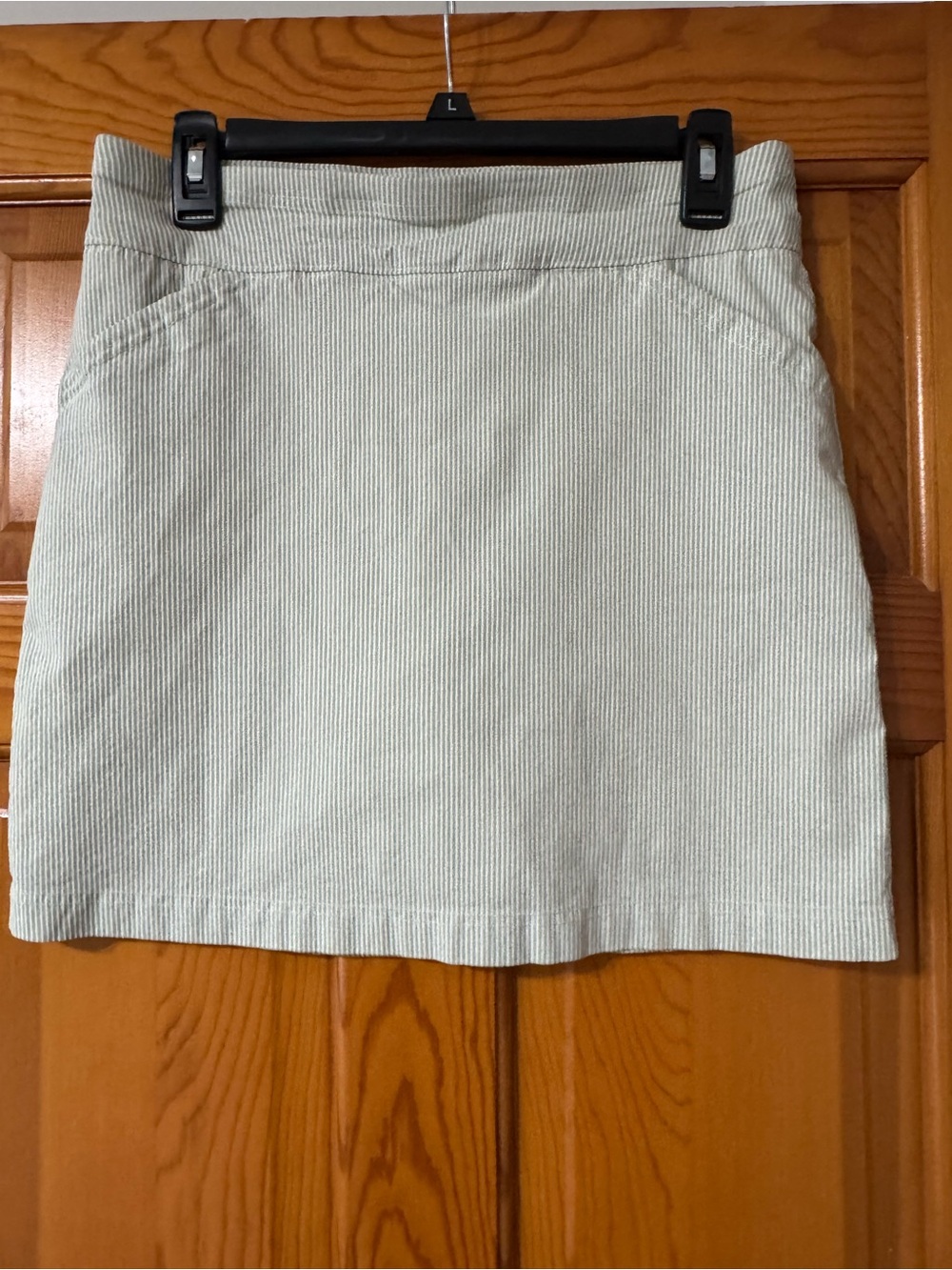 Mario Serrani Sage Green & White Pinstripe Skort